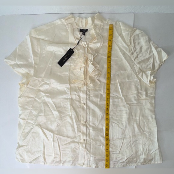 Talbots‎ Top Blouse Womens Plus Size 24W Ruffle Neck Sheer Ivory Career Silk New - Picture 3 of 10
